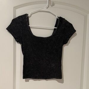 Wild Fable Charcoal Ribbed Crop Top